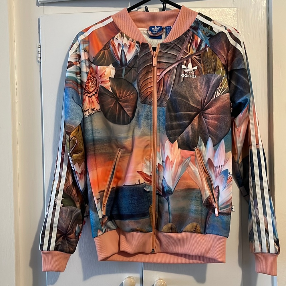 Adidas Originals Floral Curso D’agua Track Jacket Sz S Women’s